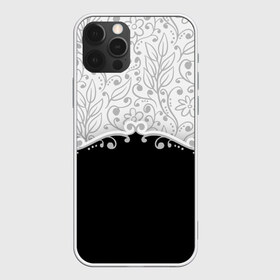 Чехол для iPhone 12 Pro Max с принтом Флористика , Силикон |  | лист | серый | узор | цветы | черный