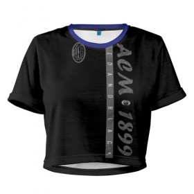 Женская футболка 3D укороченная с принтом AC Milan - ACM 1899 , 100% полиэстер | круглая горловина, длина футболки до линии талии, рукава с отворотами | милан