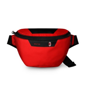 Поясная сумка 3D с принтом AC Milan - Red & Black , 100% полиэстер | плотная ткань, ремень с регулируемой длиной, внутри несколько карманов для мелочей, основное отделение и карман с обратной стороны сумки застегиваются на молнию | 