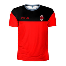 Мужская футболка 3D спортивная с принтом AC Milan - Red & Black , 100% полиэстер с улучшенными характеристиками | приталенный силуэт, круглая горловина, широкие плечи, сужается к линии бедра | 
