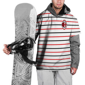 Накидка на куртку 3D с принтом AC Milan - Stripe white , 100% полиэстер |  | ac | fc | football | milan | милан | футбол