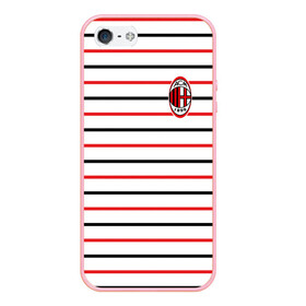 Чехол для iPhone 5/5S матовый с принтом AC Milan - Stripe white , Силикон | Область печати: задняя сторона чехла, без боковых панелей | ac | fc | football | milan | милан | футбол