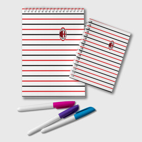 Блокнот с принтом AC Milan - Stripe white , 100% бумага | 48 листов, плотность листов — 60 г/м2, плотность картонной обложки — 250 г/м2. Листы скреплены удобной пружинной спиралью. Цвет линий — светло-серый
 | ac | fc | football | milan | милан | футбол