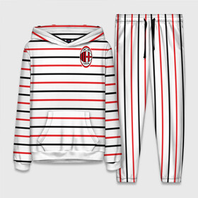 Женский костюм 3D (с толстовкой) с принтом AC Milan   Stripe white ,  |  | ac | fc | football | milan | милан | футбол