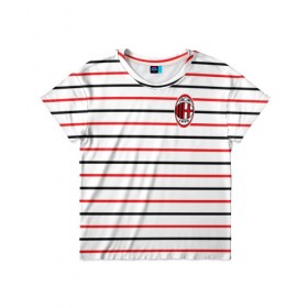 Детская футболка 3D с принтом AC Milan - Stripe white , 100% гипоаллергенный полиэфир | прямой крой, круглый вырез горловины, длина до линии бедер, чуть спущенное плечо, ткань немного тянется | ac | fc | football | milan | милан | футбол