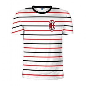 Мужская футболка 3D спортивная с принтом AC Milan - Stripe white , 100% полиэстер с улучшенными характеристиками | приталенный силуэт, круглая горловина, широкие плечи, сужается к линии бедра | ac | fc | football | milan | милан | футбол