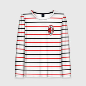 Женский лонгслив 3D с принтом AC Milan - Stripe white , 100% полиэстер | длинные рукава, круглый вырез горловины, полуприлегающий силуэт | ac | fc | football | milan | милан | футбол