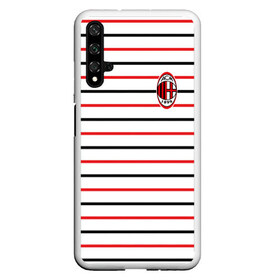 Чехол для Honor 20 с принтом AC Milan - Stripe white , Силикон | Область печати: задняя сторона чехла, без боковых панелей | ac | fc | football | milan | милан | футбол