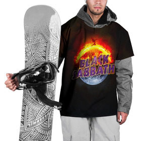 Накидка на куртку 3D с принтом Black Sabbath земля в огне , 100% полиэстер |  | black sabbath | группа | метал | надпись | оззи | осборн | хард рок | хеви метал