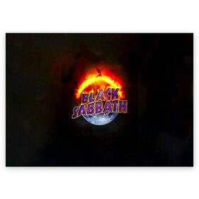 Поздравительная открытка с принтом Black Sabbath земля в огне , 100% бумага | плотность бумаги 280 г/м2, матовая, на обратной стороне линовка и место для марки
 | black sabbath | группа | метал | надпись | оззи | осборн | хард рок | хеви метал