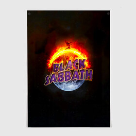 Постер с принтом Black Sabbath земля в огне , 100% бумага
 | бумага, плотность 150 мг. Матовая, но за счет высокого коэффициента гладкости имеет небольшой блеск и дает на свету блики, но в отличии от глянцевой бумаги не покрыта лаком | black sabbath | группа | метал | надпись | оззи | осборн | хард рок | хеви метал