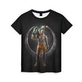 Женская футболка 3D с принтом Quake champions , 100% полиэфир ( синтетическое хлопкоподобное полотно) | прямой крой, круглый вырез горловины, длина до линии бедер | quake