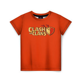 Детская футболка 3D с принтом Clash of Clans , 100% гипоаллергенный полиэфир | прямой крой, круглый вырез горловины, длина до линии бедер, чуть спущенное плечо, ткань немного тянется | игра | кланс | клэш | онлайн | оф | стратегия