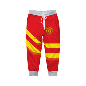 Детские брюки 3D с принтом Manchester United 2018 #3 , 100% полиэстер | манжеты по низу, эластичный пояс регулируется шнурком, по бокам два кармана без застежек, внутренняя часть кармана из мелкой сетки | Тематика изображения на принте: 