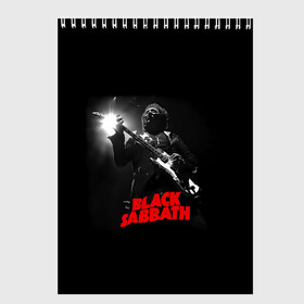 Скетчбук с принтом Black Sabbath , 100% бумага
 | 48 листов, плотность листов — 100 г/м2, плотность картонной обложки — 250 г/м2. Листы скреплены сверху удобной пружинной спиралью | black sabbath | ozzy osbourne | билл уорд | гизер батлер | гитара | группа | метал | музыка | надпись | оззи | осборн | песни | рок | солист | тони айомми | хард рок | хеви метал