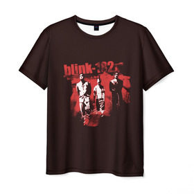 Мужская футболка 3D с принтом Группа Blink-182 , 100% полиэфир | прямой крой, круглый вырез горловины, длина до линии бедер | Тематика изображения на принте: blink | альтернативный рок | блинк | группа | красный | марк хоппус | музыка | мэтт скиба | надпись | панк | панк рок | песни | поп панк | рок | скейт панк | трэвис баркер