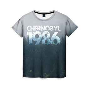 Женская футболка 3D с принтом Чернобыль 1986 , 100% полиэфир ( синтетическое хлопкоподобное полотно) | прямой крой, круглый вырез горловины, длина до линии бедер | 1986 | дым | завод | лес | опасность | радиация | чаэс | чернобыль | экология