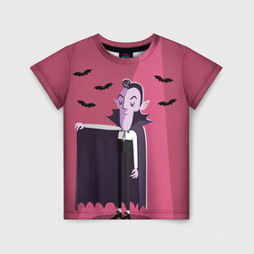 Детская футболка 3D с принтом Дракула , 100% гипоаллергенный полиэфир | прямой крой, круглый вырез горловины, длина до линии бедер, чуть спущенное плечо, ткань немного тянется | Тематика изображения на принте: dracula | halloween | helloween | вампир | день всех святых | детям | для детей | хеллоуин | хеловин | хэллоуин