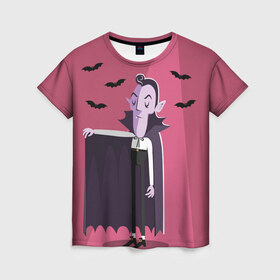 Женская футболка 3D с принтом Дракула , 100% полиэфир ( синтетическое хлопкоподобное полотно) | прямой крой, круглый вырез горловины, длина до линии бедер | dracula | halloween | helloween | вампир | день всех святых | детям | для детей | хеллоуин | хеловин | хэллоуин
