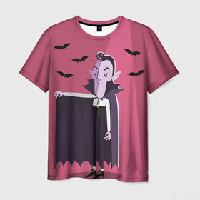 Мужская футболка 3D с принтом Дракула , 100% полиэфир | прямой крой, круглый вырез горловины, длина до линии бедер | dracula | halloween | helloween | вампир | день всех святых | детям | для детей | хеллоуин | хеловин | хэллоуин