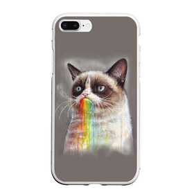 Чехол для iPhone 7Plus/8 Plus матовый с принтом Grumpy Cat , Силикон | Область печати: задняя сторона чехла, без боковых панелей | animal | cat | grumpy cat | животное | кот | котенок | кошка | радуга