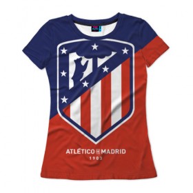 Женская футболка 3D с принтом Атлетико Мадрид , 100% полиэфир ( синтетическое хлопкоподобное полотно) | прямой крой, круглый вырез горловины, длина до линии бедер | atletico madrid | атлетико мадрид