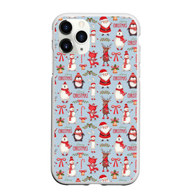 Чехол для iPhone 11 Pro Max матовый с принтом Рождественская Милота , Силикон |  | дед мороз | заяц | колокольчик | лиса | лисичка | медведь | олень | омела | пингвин | санта клаус