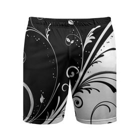 Мужские шорты 3D спортивные с принтом Цветочный узор ,  |  | абстракция | белый | инь янь | модные | прикольные картинки | природа | растения | тренды | узоры | цветы | черный