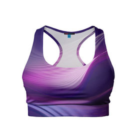 Женский спортивный топ 3D с принтом Фиолетовые Волны , 82% полиэстер, 18% спандекс Ткань безопасна для здоровья, позволяет коже дышать, не мнется и не растягивается |  | линии | узоры | фиолетовый | цвет