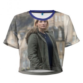 Женская футболка 3D укороченная с принтом Доктор , 100% полиэстер | круглая горловина, длина футболки до линии талии, рукава с отворотами | doctor who | tardis | доктор кто | тардис