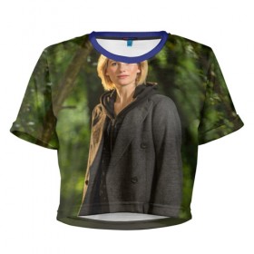 Женская футболка 3D укороченная с принтом Джоди Уиттакер , 100% полиэстер | круглая горловина, длина футболки до линии талии, рукава с отворотами | doctor who | tardis | доктор кто | тардис