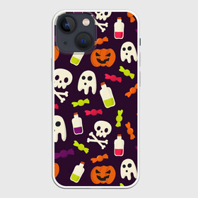 Чехол для iPhone 13 mini с принтом Halloween ,  |  | halloween | сладости | тыква | хэллоуин | череп