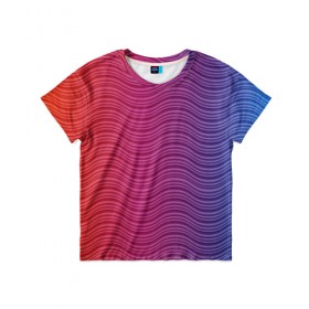 Детская футболка 3D с принтом Цветные волны , 100% гипоаллергенный полиэфир | прямой крой, круглый вырез горловины, длина до линии бедер, чуть спущенное плечо, ткань немного тянется | Тематика изображения на принте: 
