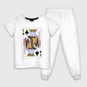 Детская пижама хлопок с принтом Король треф , 100% хлопок |  брюки и футболка прямого кроя, без карманов, на брюках мягкая резинка на поясе и по низу штанин
 | карты | колода | крести | масть