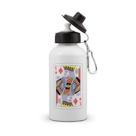 Бутылка спортивная с принтом Король буби , металл | емкость — 500 мл, в комплекте две пластиковые крышки и карабин для крепления | азарт | атласная | бубей | бубны | карты | колода | масть