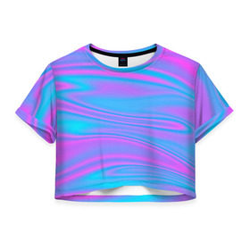 Женская футболка 3D укороченная с принтом Глянцевые линии , 100% полиэстер | круглая горловина, длина футболки до линии талии, рукава с отворотами | color | paint | абстракция | абстракция красок | краска | разводы | разводы красок | цветные краски | яркие краски