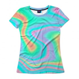 Женская футболка 3D с принтом Светлые узоры , 100% полиэфир ( синтетическое хлопкоподобное полотно) | прямой крой, круглый вырез горловины, длина до линии бедер | color | paint | абстракция | абстракция красок | краска | разводы | разводы красок | цветные краски | яркие краски
