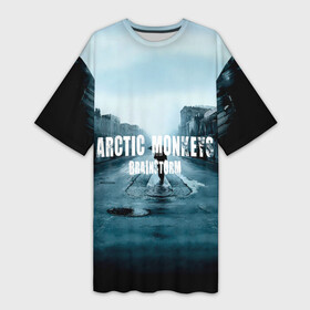 Платье-футболка 3D с принтом Arctic Monkeys brainstorm ,  |  | алекс тёрнер | арктик | арктические мартышки | гаражный | группа | джейми кук | инди рок | манкис | музыка | мэтт хелдер | ник о мэлли | обезьяна | постпанк ривайвл | психоделический | рок