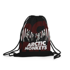 Рюкзак-мешок 3D с принтом Группа Arctic Monkeys , 100% полиэстер | плотность ткани — 200 г/м2, размер — 35 х 45 см; лямки — толстые шнурки, застежка на шнуровке, без карманов и подкладки | Тематика изображения на принте: алекс тёрнер | арктик | арктические мартышки | гаражный | группа | дж ейми кук | инди рок | манкис | музыка | мэтт хелдер | ник о мэлли | обезьяна | постпанк ривайвл | психоделический | рок