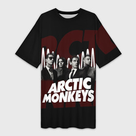 Платье-футболка 3D с принтом Группа Arctic Monkeys ,  |  | Тематика изображения на принте: алекс тёрнер | арктик | арктические мартышки | гаражный | группа | дж ейми кук | инди рок | манкис | музыка | мэтт хелдер | ник о мэлли | обезьяна | постпанк ривайвл | психоделический | рок