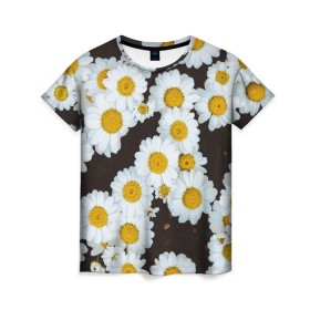 Женская футболка 3D с принтом Аромашки , 100% полиэфир ( синтетическое хлопкоподобное полотно) | прямой крой, круглый вырез горловины, длина до линии бедер | белый | желтый | красивые | красота | мода | модные | природа | растения | ромашка | ромашки | текстура | тренды | цветы