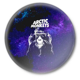 Значок с принтом Arctic Monkeys ,  металл | круглая форма, металлическая застежка в виде булавки | Тематика изображения на принте: алекс тёрнер | арктик | арктические мартышки | гаражный | группа | джейми кук | инди рок | манкис | музыка | мэтт хелдер | ник о мэлли | обезьяна | постпанк ривайвл | психоделический | рок
