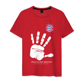 Мужская футболка хлопок с принтом Bayern Munchen - Deutcher Meister (2018 NEW) , 100% хлопок | прямой крой, круглый вырез горловины, длина до линии бедер, слегка спущенное плечо. | 0x000000123 | bayern munchen | fcb | football | бавария мюнхен | футбол
