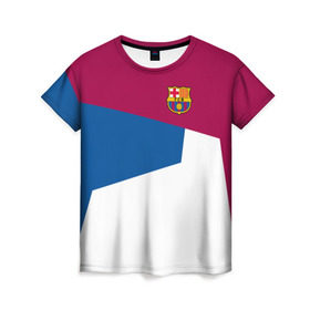 Женская футболка 3D с принтом FC Barcelona 2018 #4 , 100% полиэфир ( синтетическое хлопкоподобное полотно) | прямой крой, круглый вырез горловины, длина до линии бедер | fc | барселона | эмблема