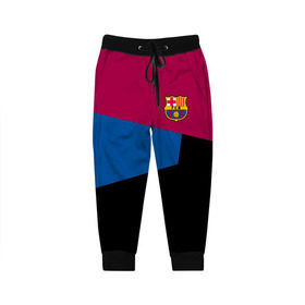 Детские брюки 3D с принтом FC Barcelona 2018 #5 , 100% полиэстер | манжеты по низу, эластичный пояс регулируется шнурком, по бокам два кармана без застежек, внутренняя часть кармана из мелкой сетки | fcb | барселона | геометрия | футбольный клуб