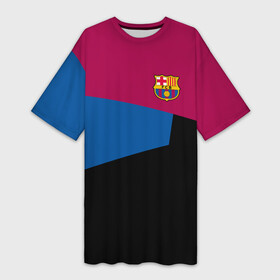 Платье-футболка 3D с принтом FC Barcelona 2018 5 ,  |  | fcb | барселона | геометрия | футбольный клуб