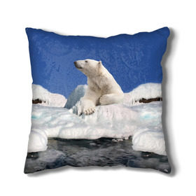 Подушка 3D с принтом Арктика , наволочка – 100% полиэстер, наполнитель – холлофайбер (легкий наполнитель, не вызывает аллергию). | состоит из подушки и наволочки. Наволочка на молнии, легко снимается для стирки | animals | bear | ice | nature | polar bear | power | travel | белый медведь | животные | лёд | медведь | природа | путешествия | сила | снег
