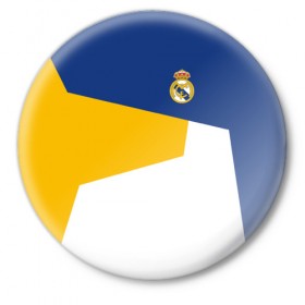 Значок с принтом Real Madrid 2018 #6 ,  металл | круглая форма, металлическая застежка в виде булавки | emirates | fc | real madrid | клуб | мяч | реал мадрид