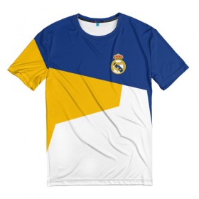 Мужская футболка 3D с принтом Real Madrid 2018 #6 , 100% полиэфир | прямой крой, круглый вырез горловины, длина до линии бедер | emirates | fc | real madrid | клуб | мяч | реал мадрид