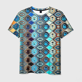 Мужская футболка 3D с принтом psychedelic mosaica , 100% полиэфир | прямой крой, круглый вырез горловины, длина до линии бедер | 